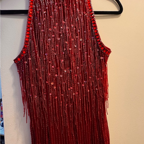 Elegant Red Fringe Dress Beaded w/ Sequins ❤️ - Picture 4 of 5